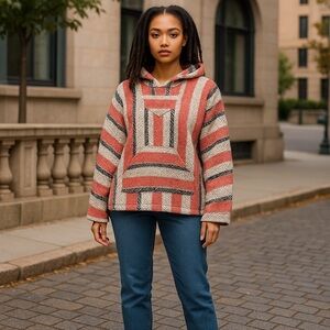 Baja Joe Pullover Hoodie‎ Unisex Small Hippie Boho Beach Drug Rug Vacation Comfy